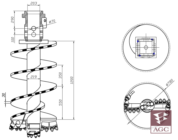 780 Flat Auger Double
