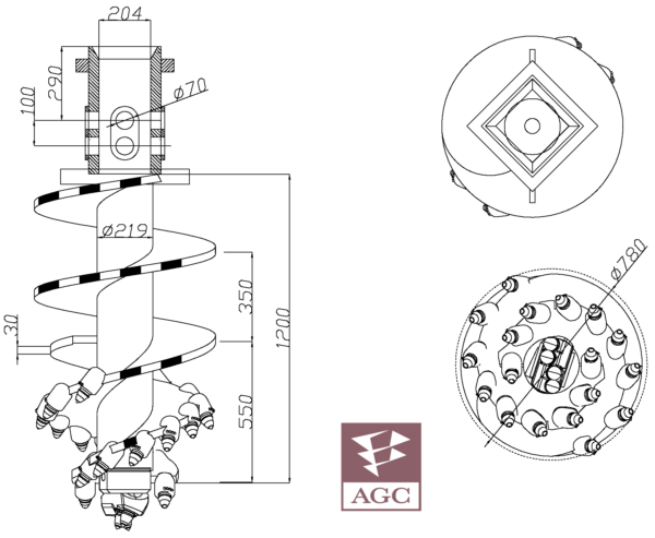 780mm Conical Rock Auger
